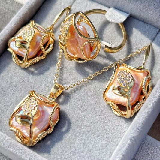 Ensemble de perles d'eau douce baroques véritables Ocean Rose