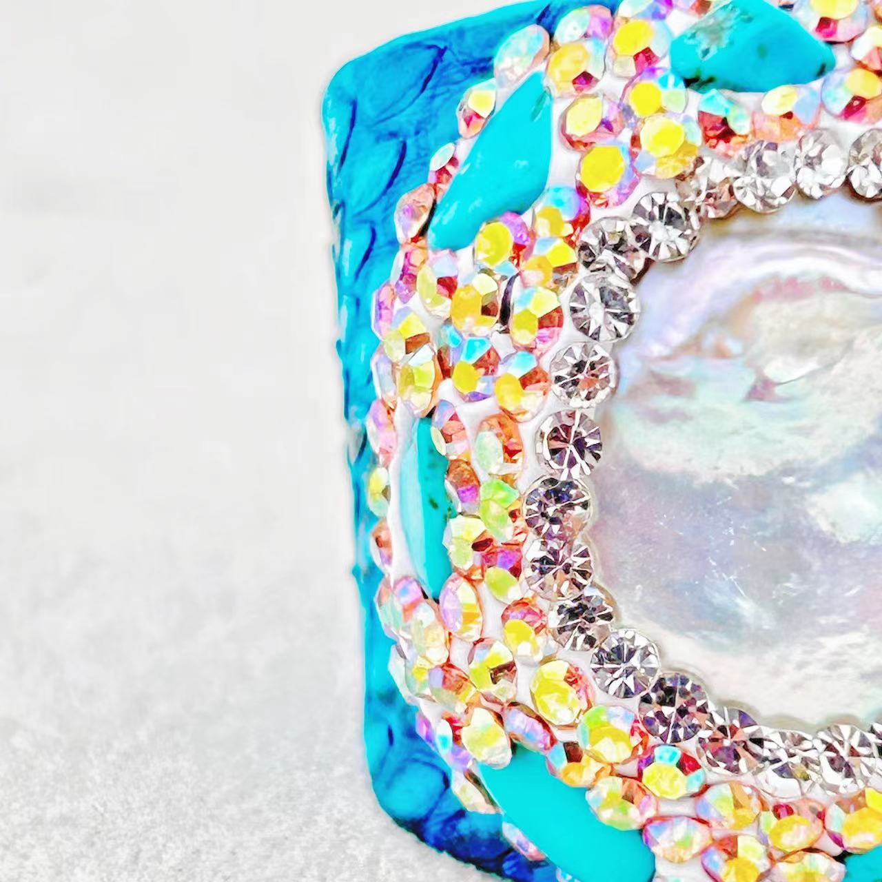 Bague Hausch en véritable perle baroque naturelle et lapis-lazuli