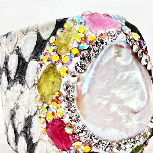 Bague Néhemias en véritable perle baroque naturelle et tourmaline naturelle